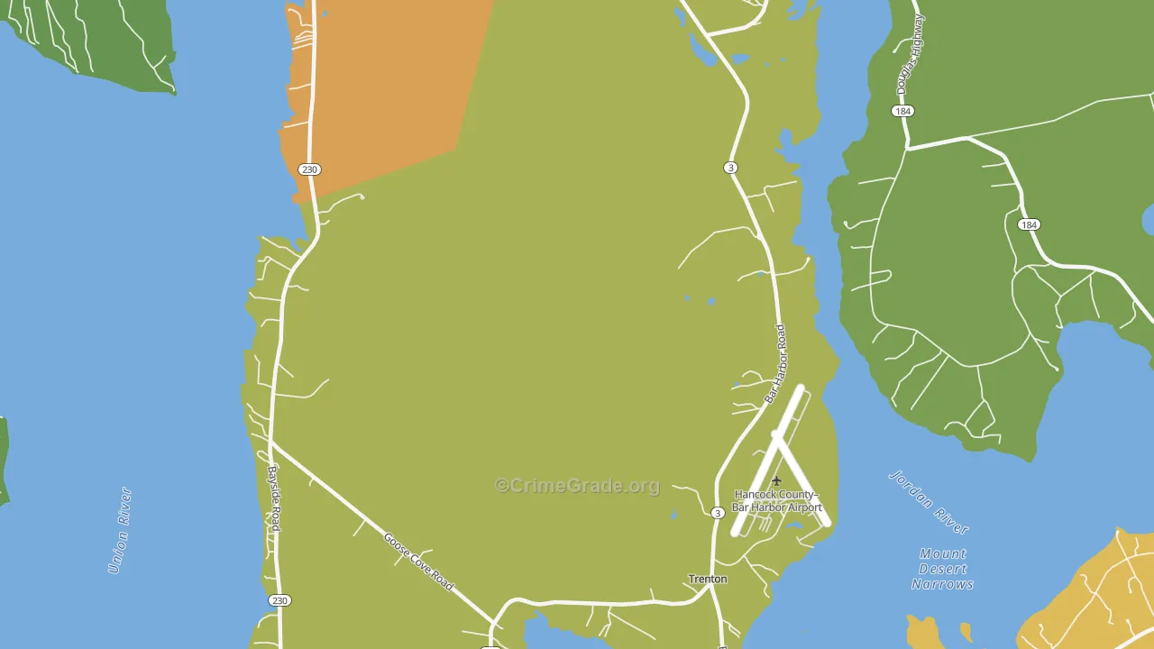Trenton, ME Map of Vehicle Theft Rates