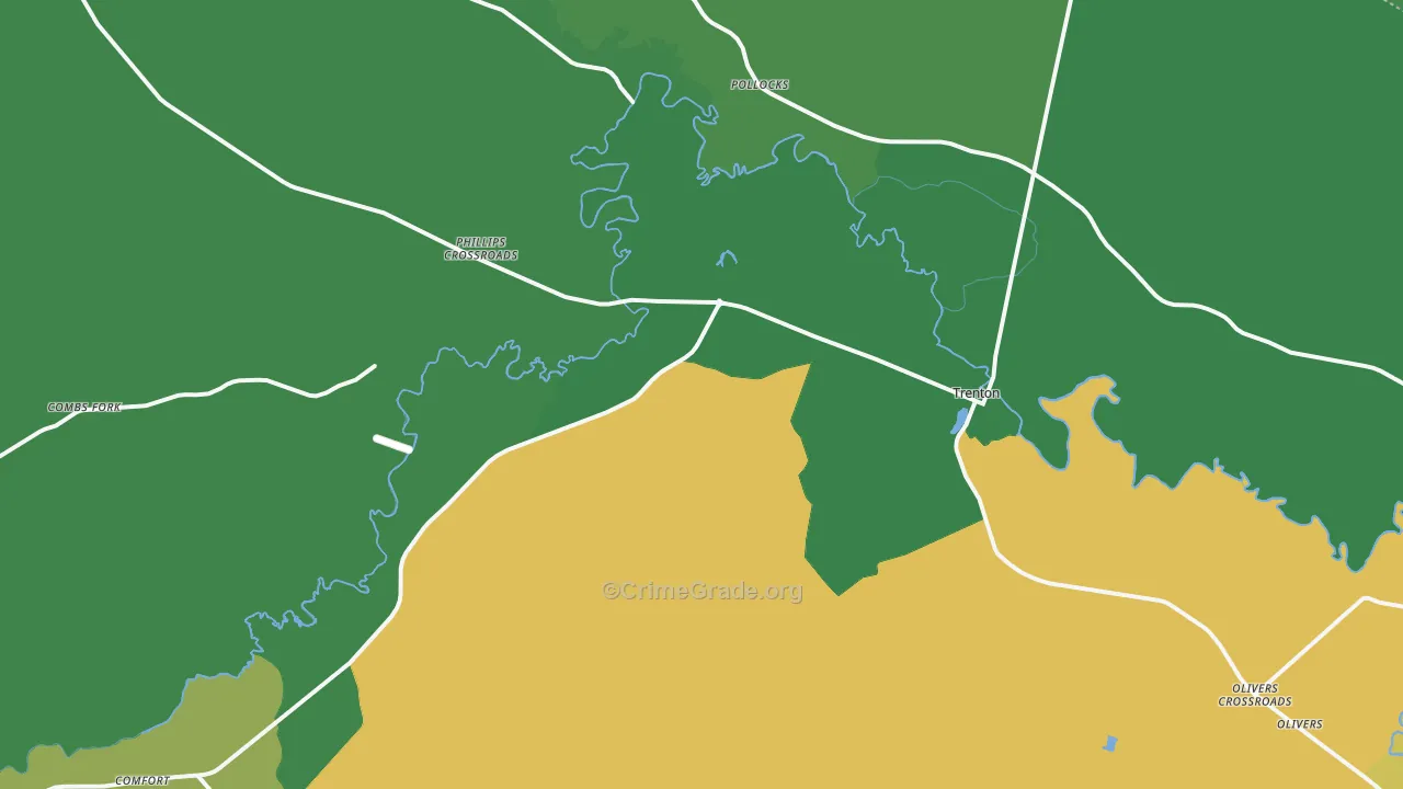 Trenton, NC Map of Vehicle Theft Rates