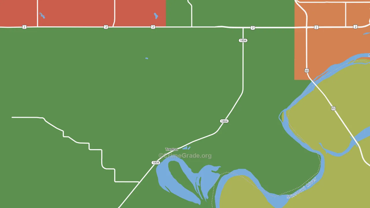 Trenton, ND Map of Vehicle Theft Rates