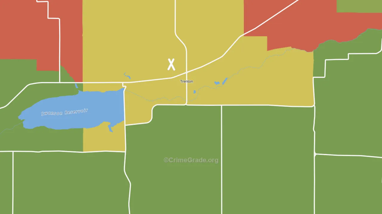 Trenton, NE Map of Vehicle Theft Rates