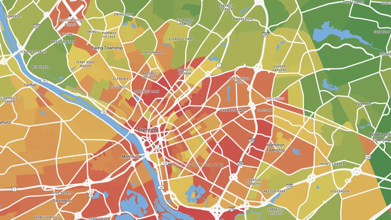 Trenton, NJ Map of Vehicle Theft Rates