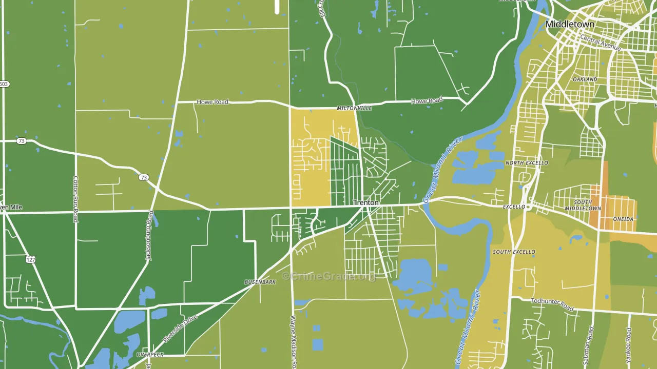 Trenton, OH Map of Vehicle Theft Rates