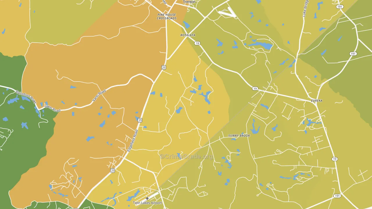 Trenton, SC Map of Vehicle Theft Rates