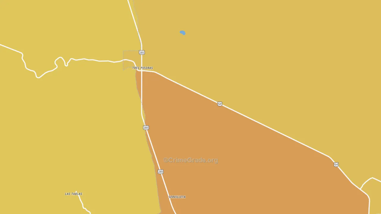 Tres Piedras, NM Map of Vehicle Theft Rates