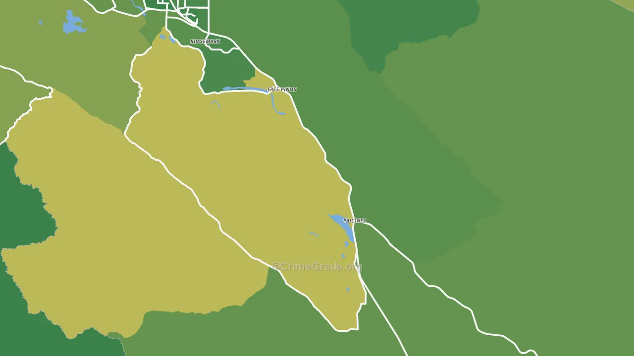 Tres Pinos, CA Map of Vehicle Theft Rates