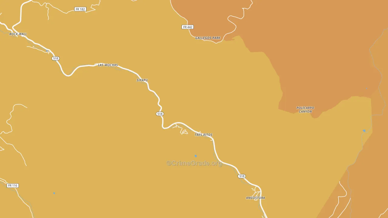 Tres Ritos, NM Map of Vehicle Theft Rates