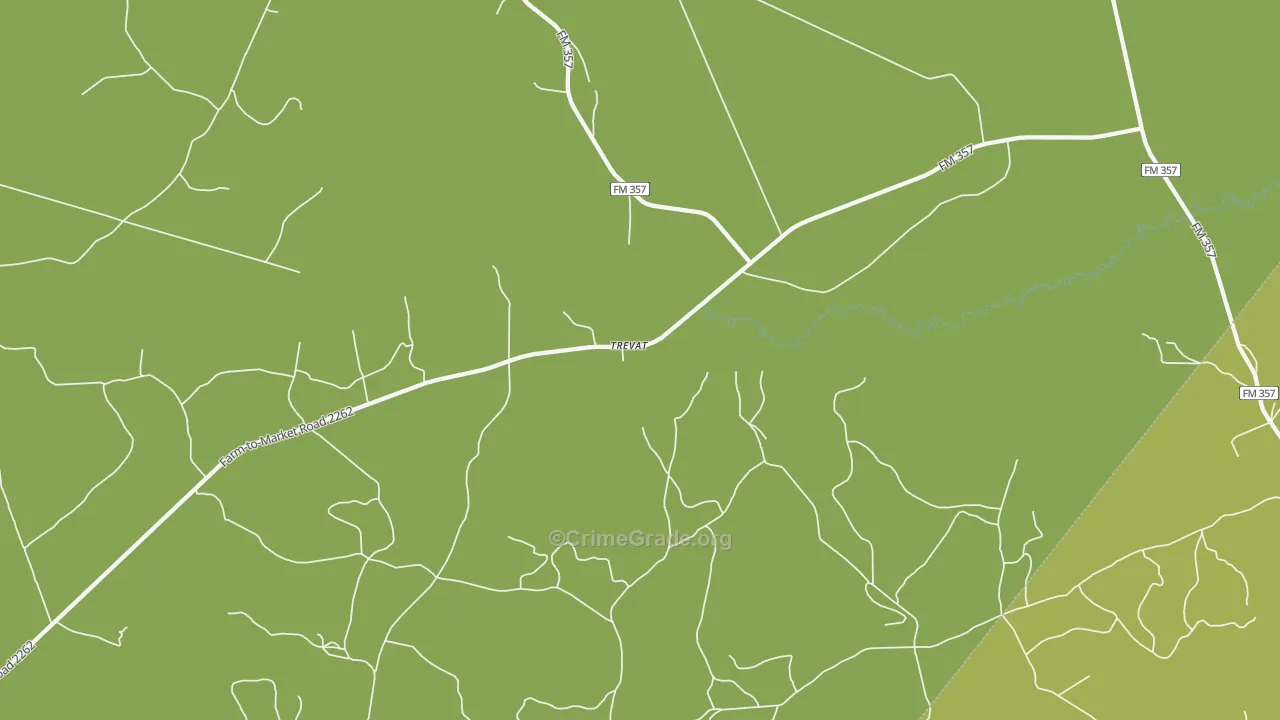 Trevat, TX Map of Vehicle Theft Rates