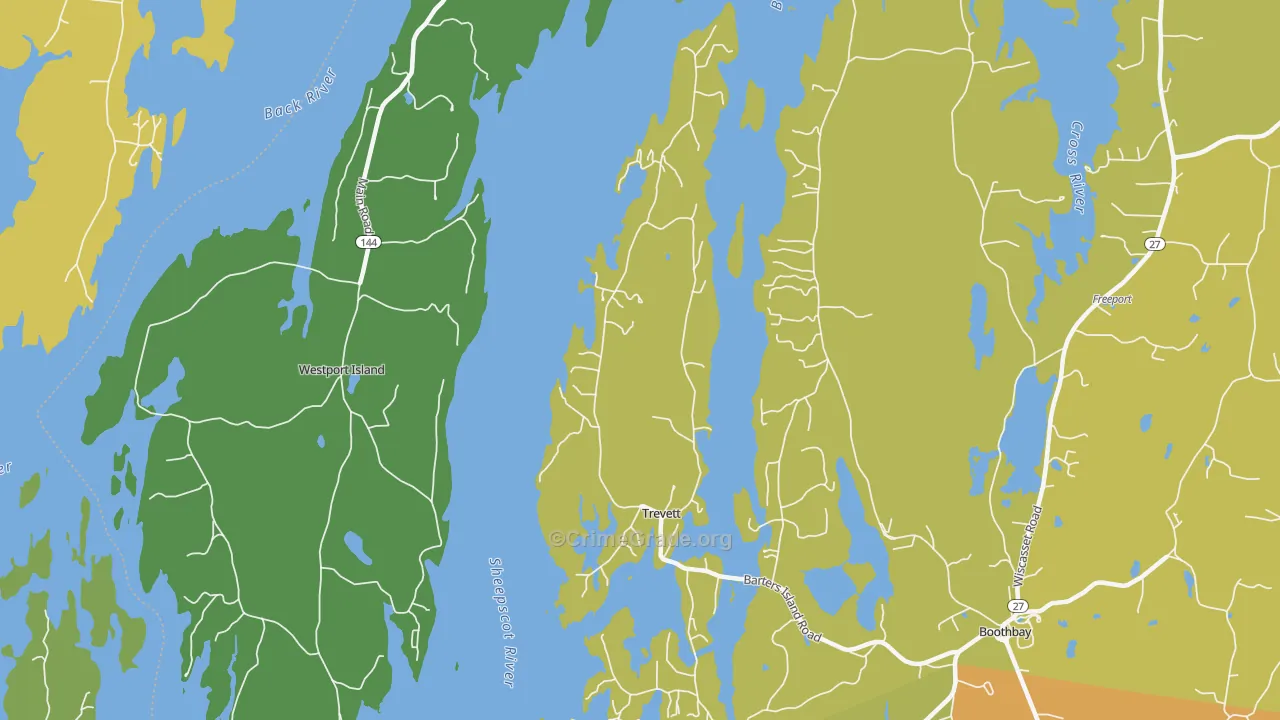 Trevett, ME Map of Vehicle Theft Rates