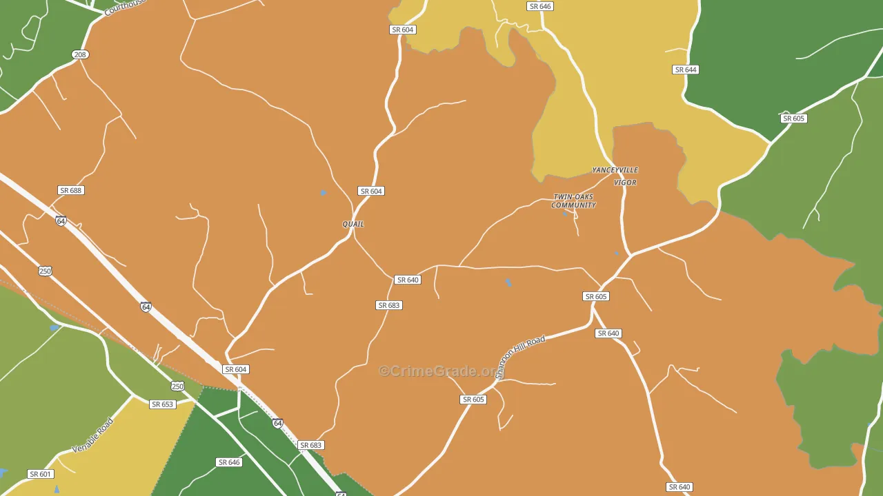 Trevilians, VA Map of Vehicle Theft Rates