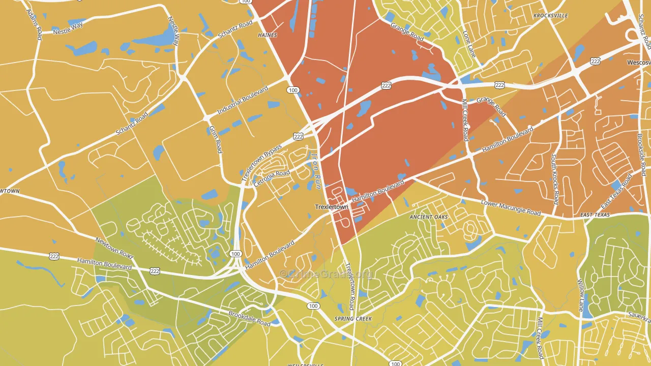 Trexlertown, PA Map of Vehicle Theft Rates