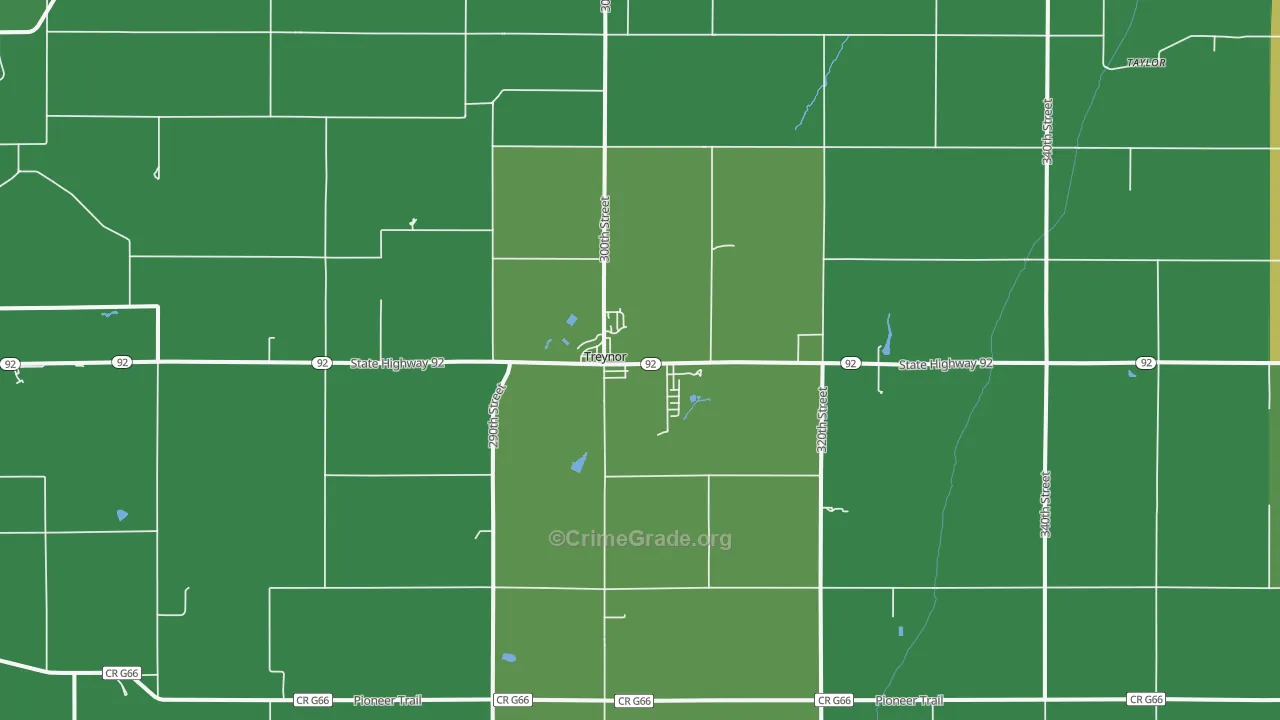 Treynor, IA Map of Vehicle Theft Rates