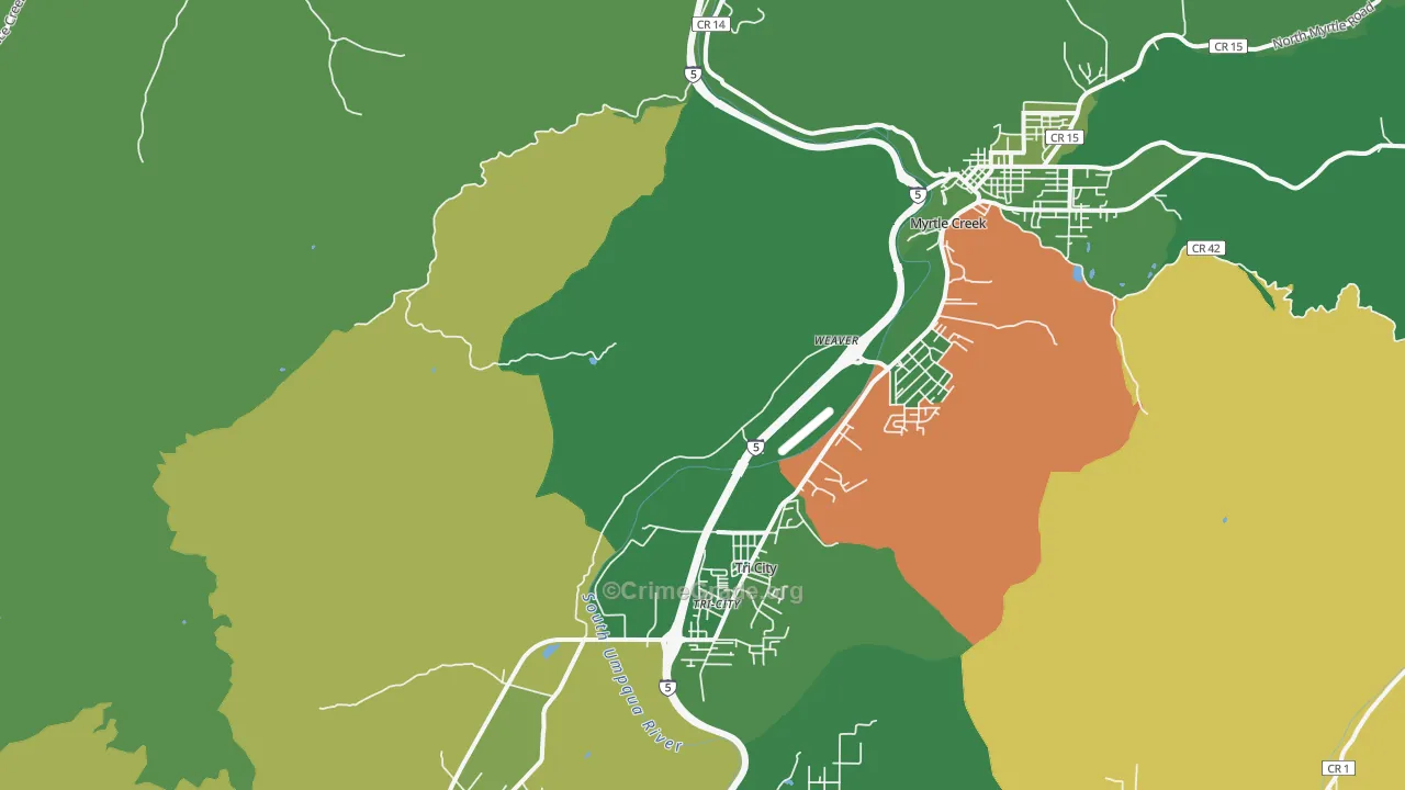Tri-City, OR Map of Vehicle Theft Rates
