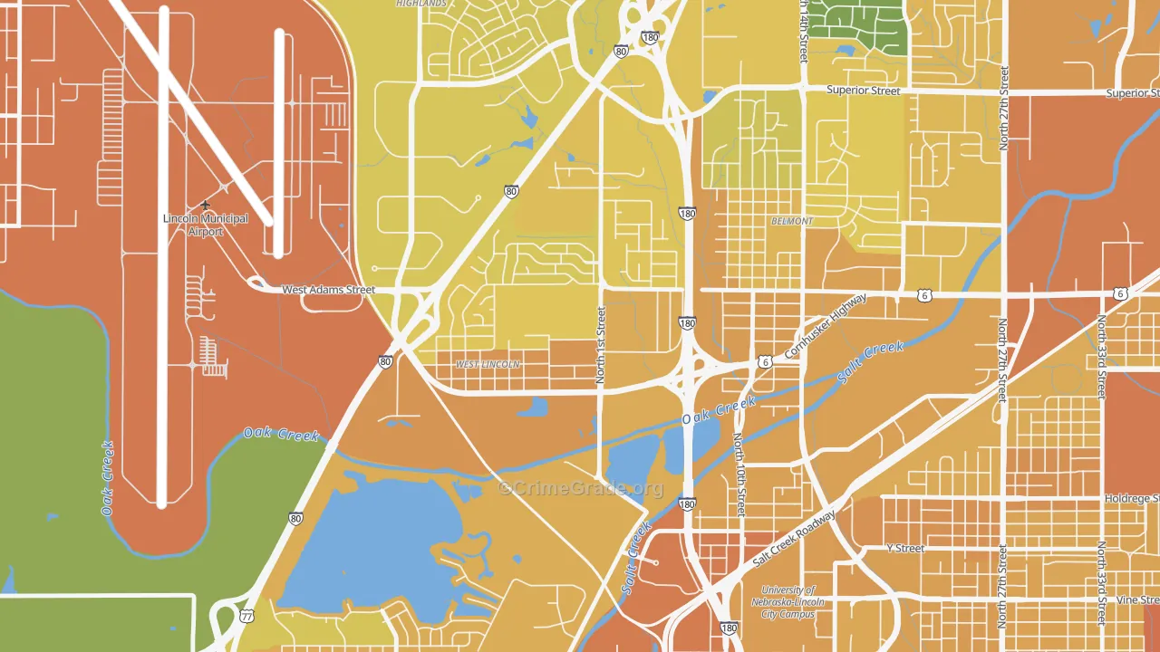 Tri-Court, Lincoln, NE Map of Vehicle Theft Rates