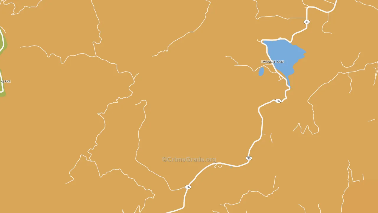 Triangle Lake, OR Map of Vehicle Theft Rates