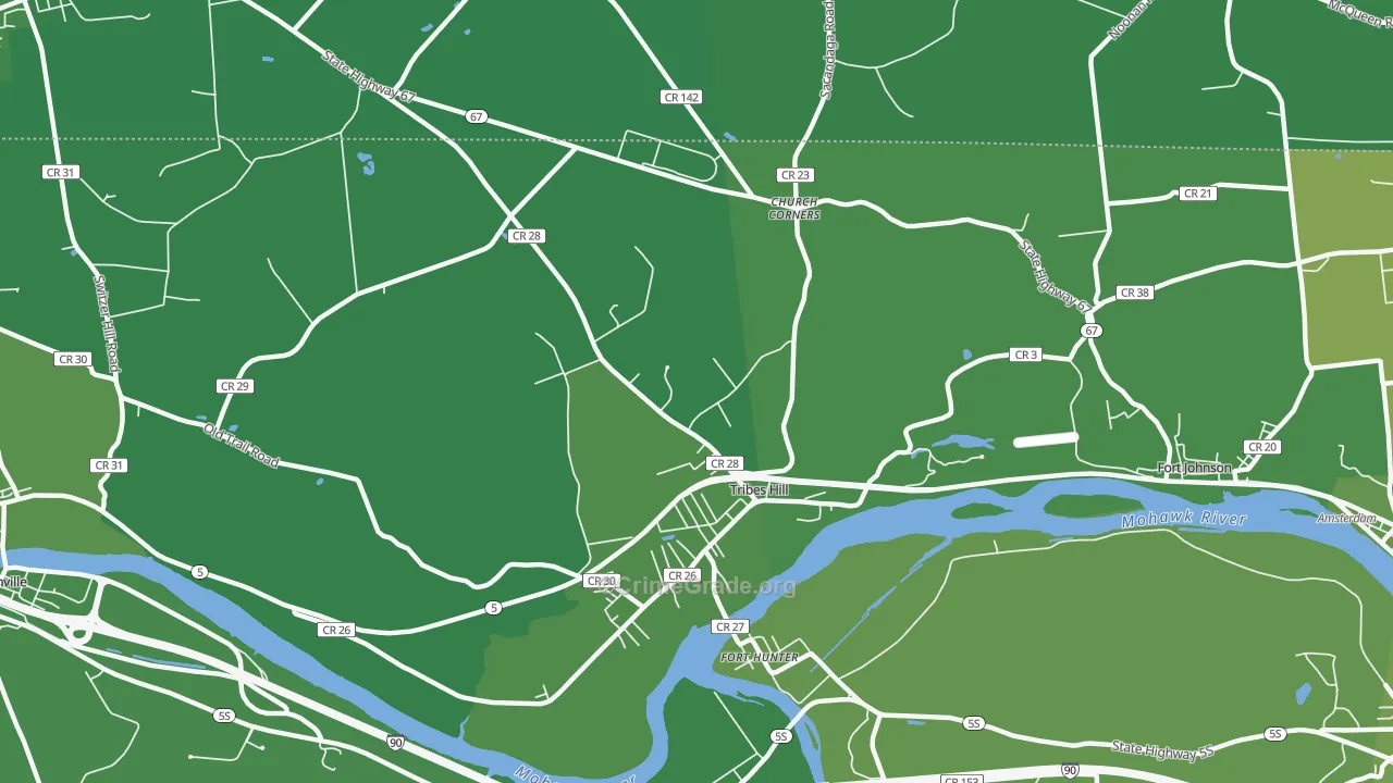 Tribes Hill, NY Map of Vehicle Theft Rates
