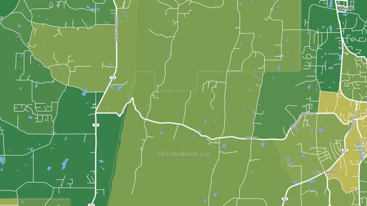 Trickum, GA Map of Vehicle Theft Rates