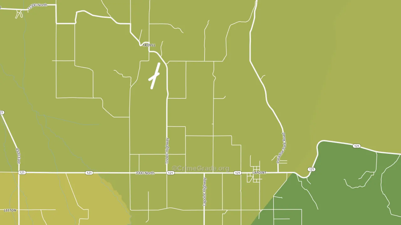 Tridell, UT Map of Vehicle Theft Rates