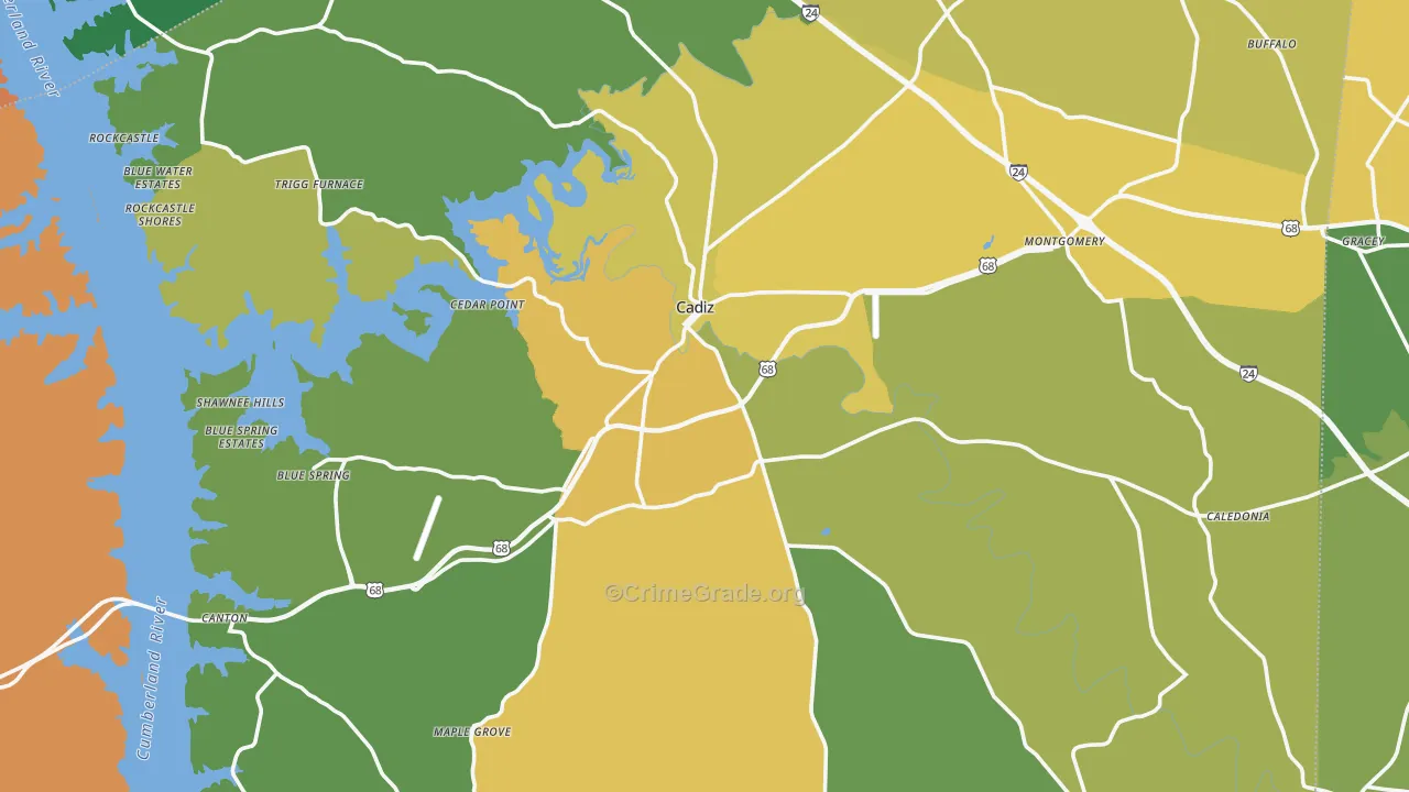 Trigg County, KY Map of Vehicle Theft Rates