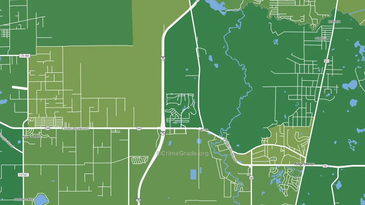 Trilby, FL Map of Vehicle Theft Rates