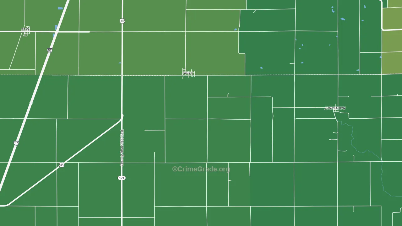 Trilla, IL Map of Vehicle Theft Rates