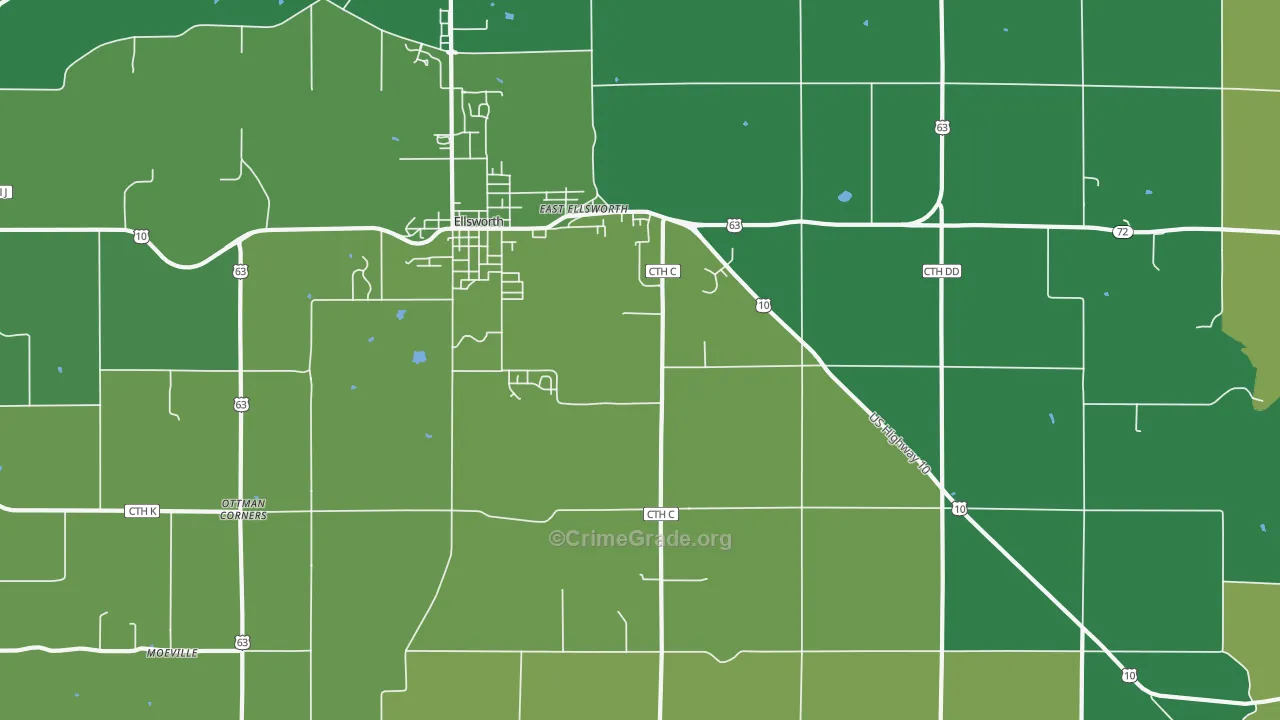 Trimbelle, WI Map of Vehicle Theft Rates
