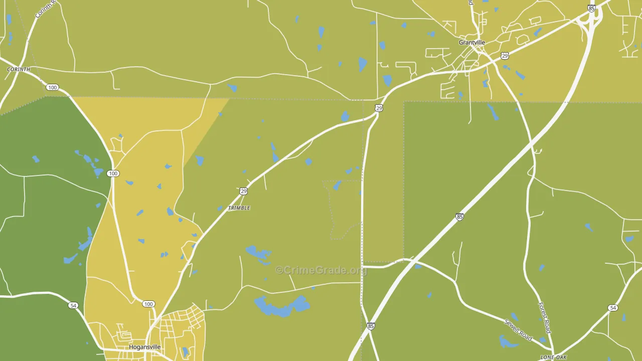 Trimble, GA Map of Vehicle Theft Rates