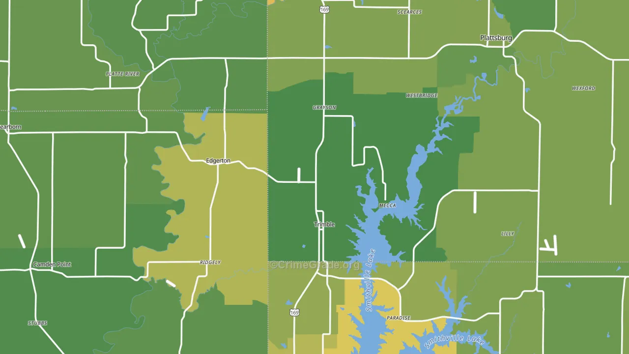 Trimble, MO Map of Vehicle Theft Rates