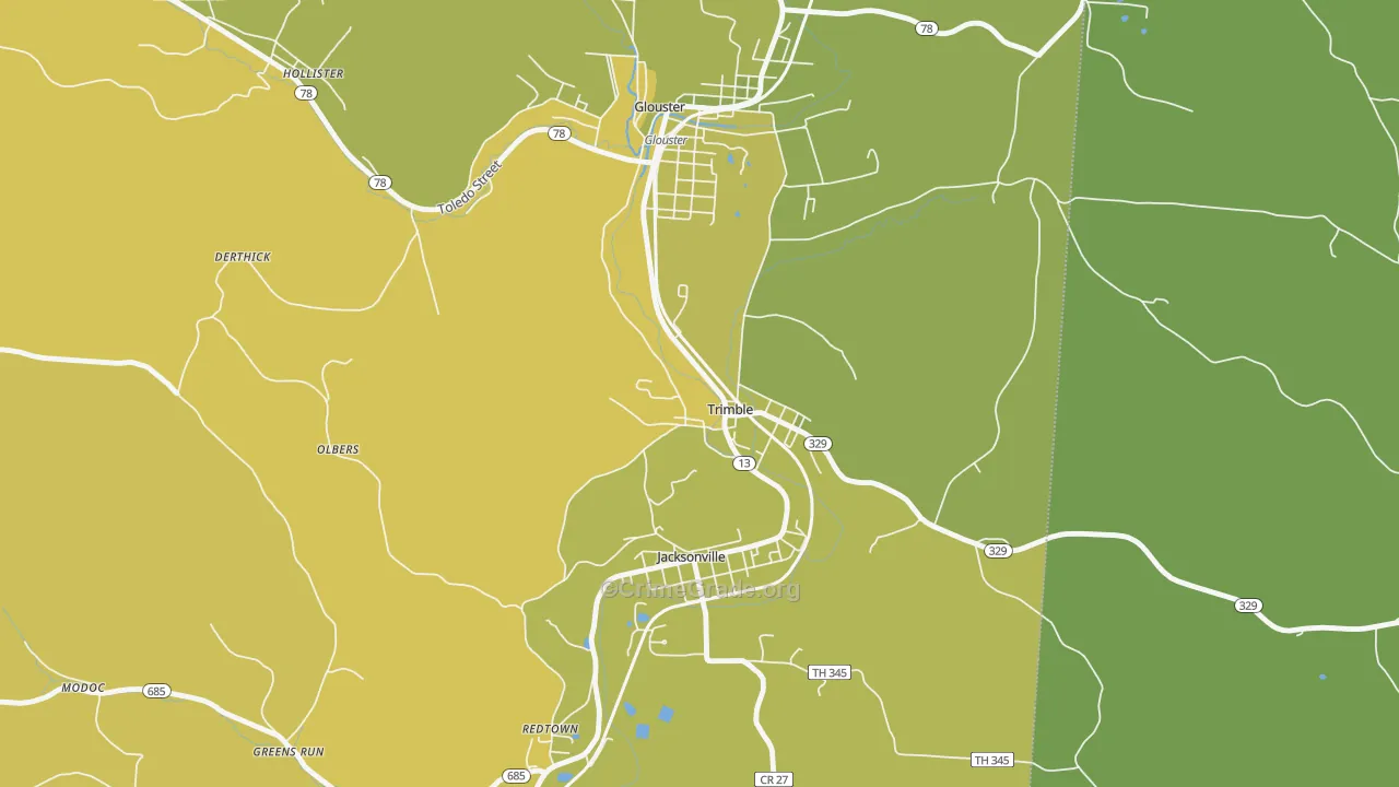 Trimble, OH Map of Vehicle Theft Rates