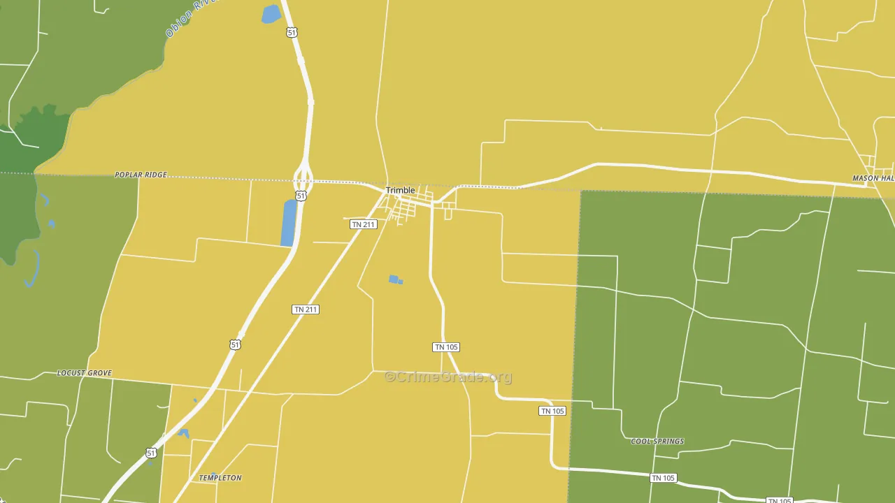 Trimble, TN Map of Vehicle Theft Rates