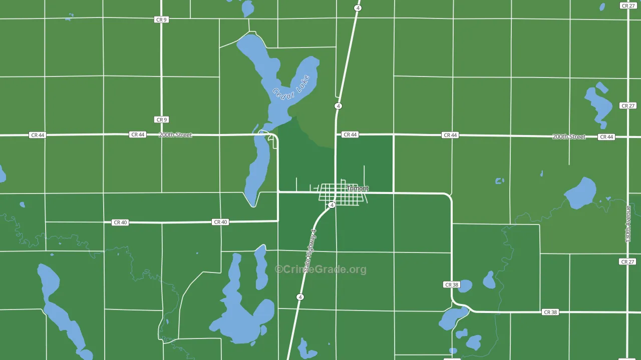 Trimont, MN Map of Vehicle Theft Rates