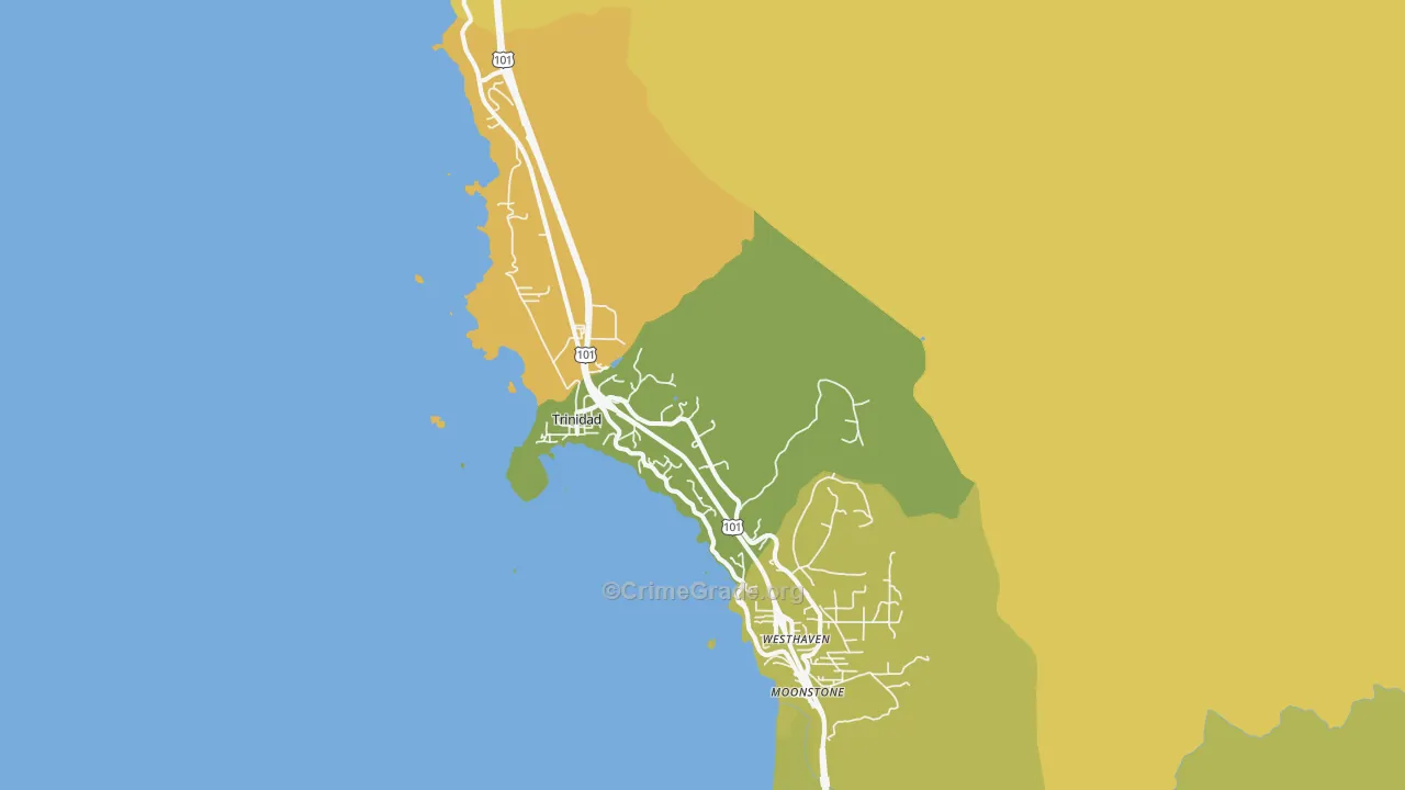 Trinidad, CA Map of Vehicle Theft Rates