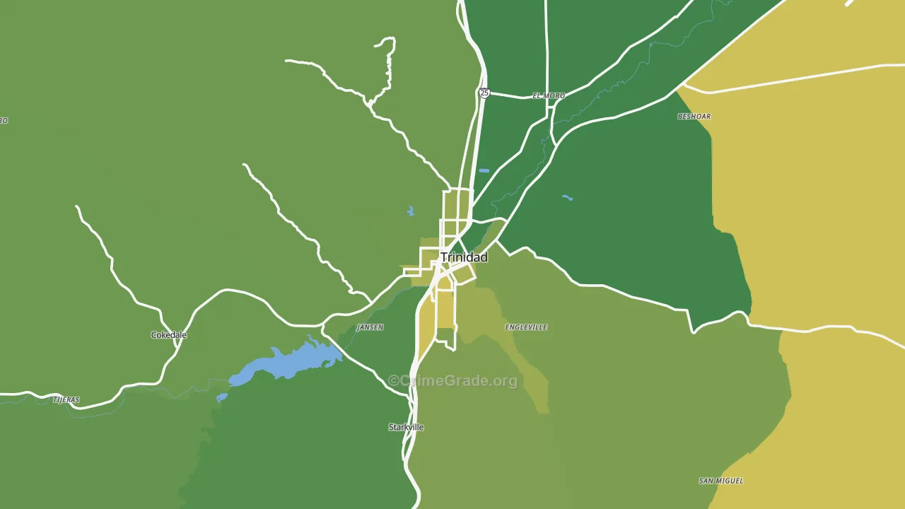 Trinidad, CO Map of Vehicle Theft Rates