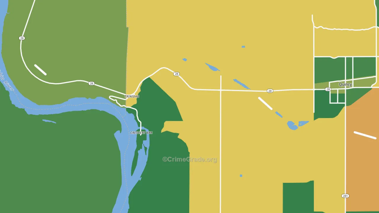Trinidad, WA Map of Vehicle Theft Rates