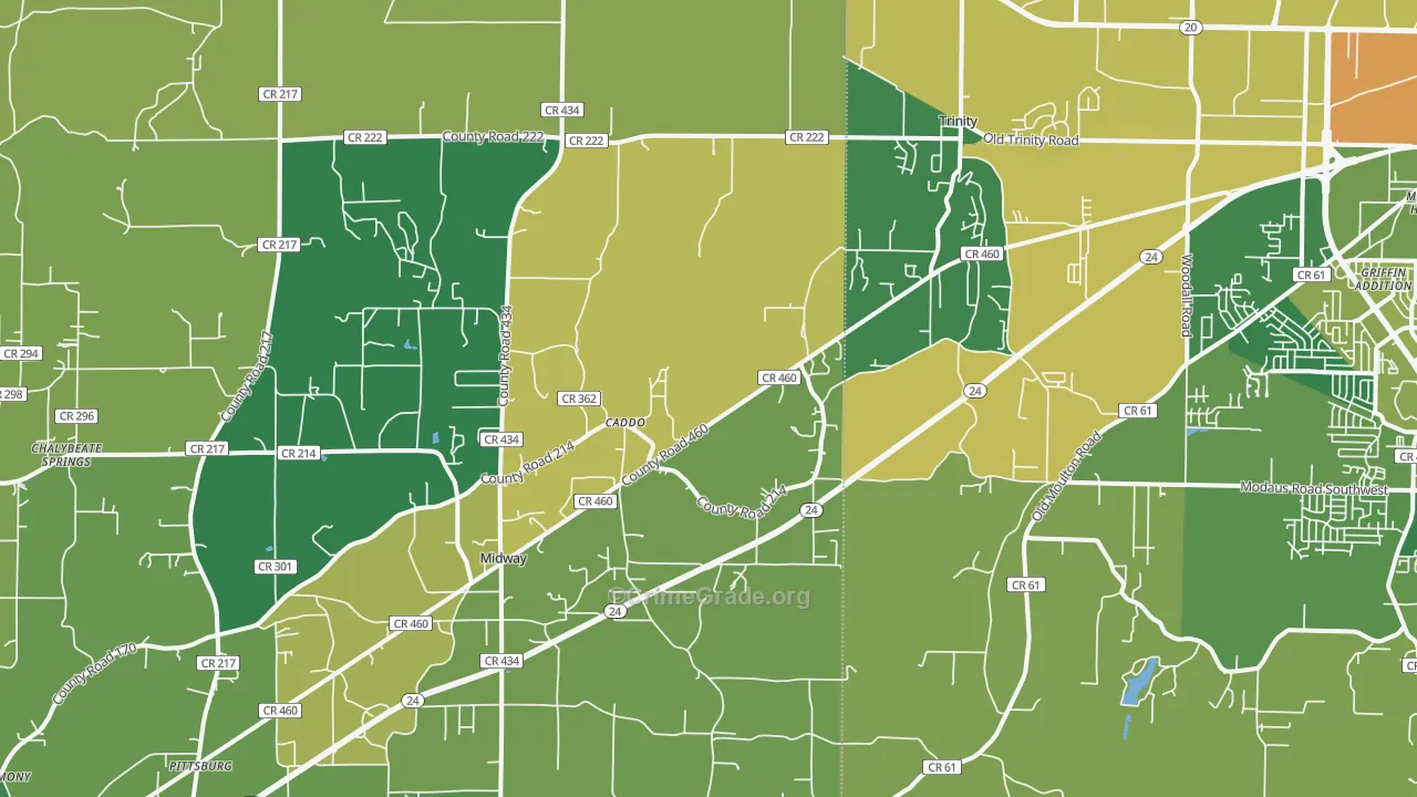 Trinity, AL Map of Vehicle Theft Rates