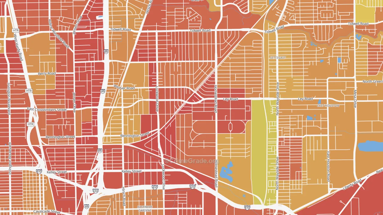 Trinity-Houston Gardens, Houston, TX Map of Vehicle Theft Rates