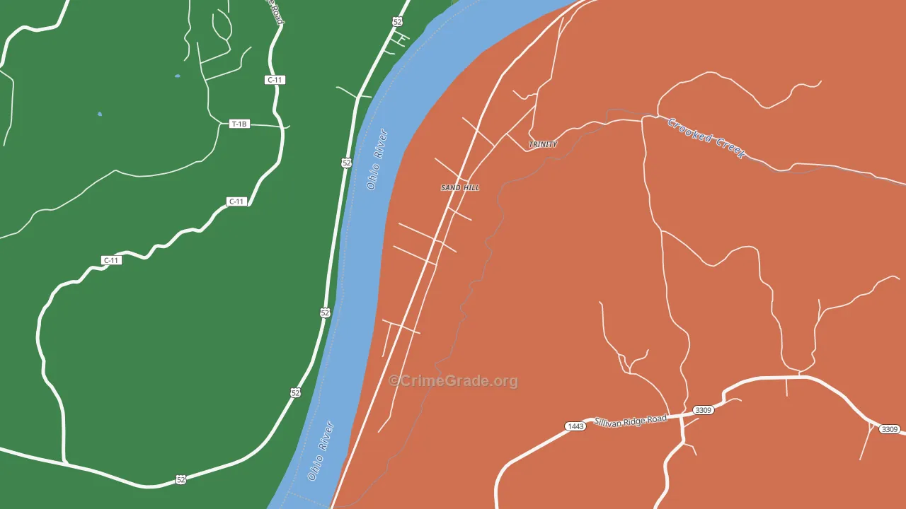 Trinity, KY Map of Vehicle Theft Rates