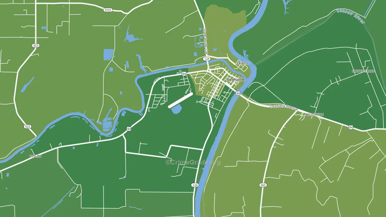 Trinity, LA Map of Vehicle Theft Rates