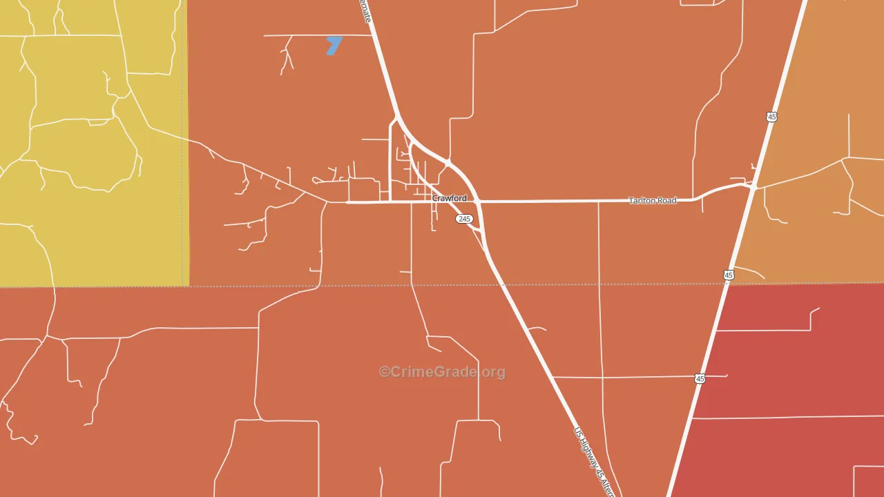 Trinity, MS Map of Vehicle Theft Rates