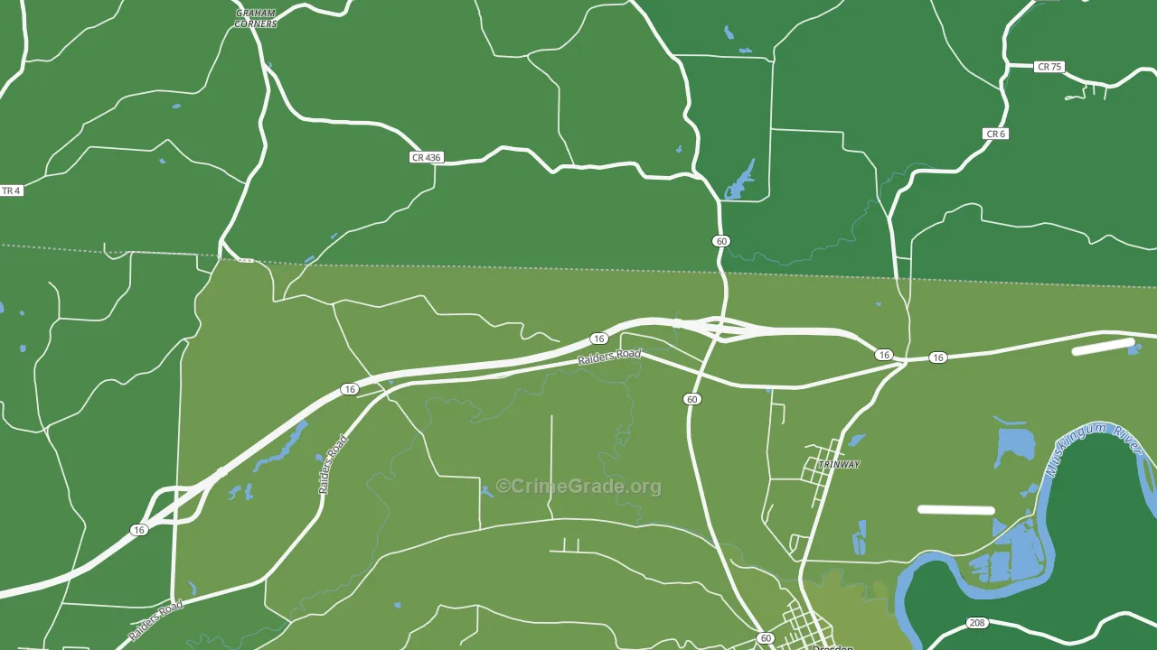 Trinway, OH Map of Vehicle Theft Rates