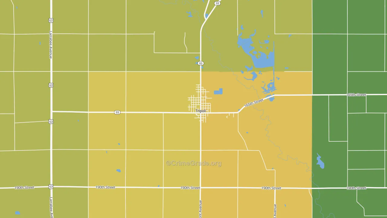 Tripoli, IA Map of Vehicle Theft Rates