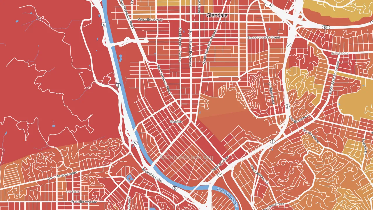 Tropico, Glendale, CA Map of Vehicle Theft Rates