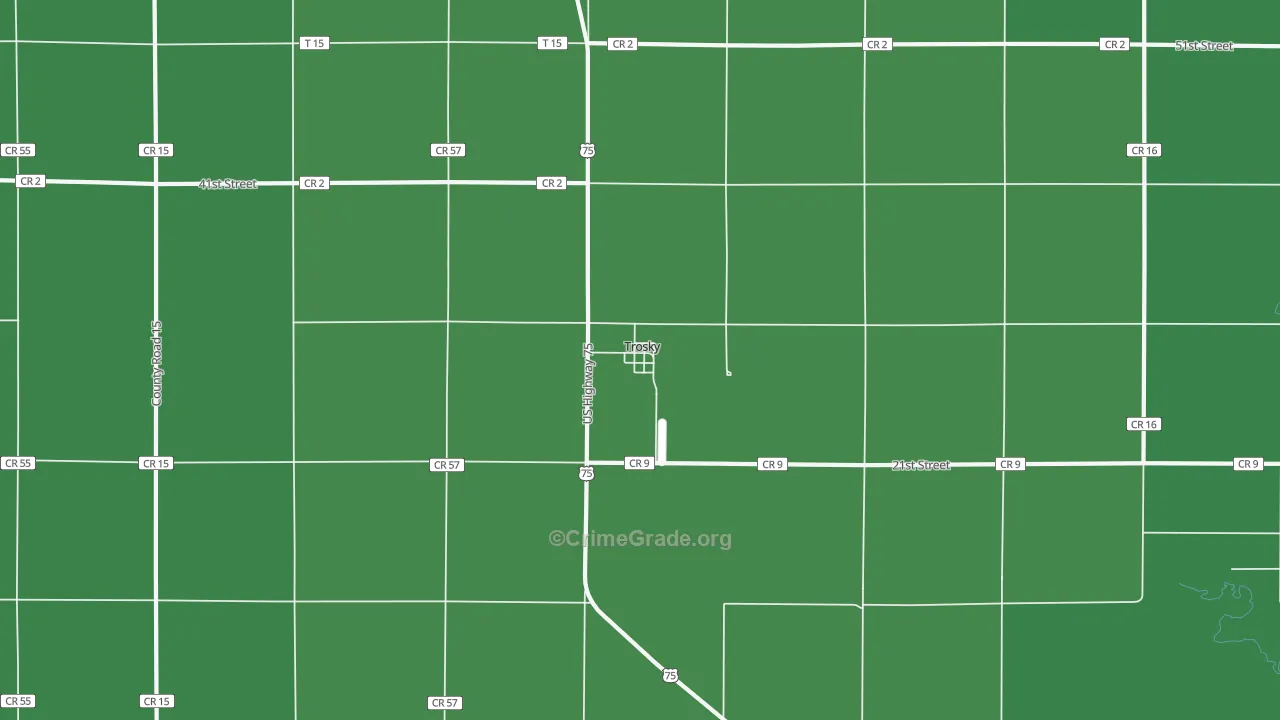 Trosky, MN Map of Vehicle Theft Rates