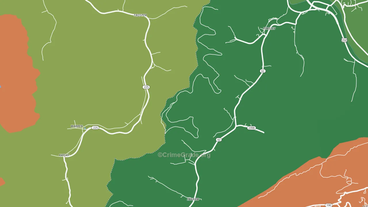 Trosper, KY Map of Vehicle Theft Rates