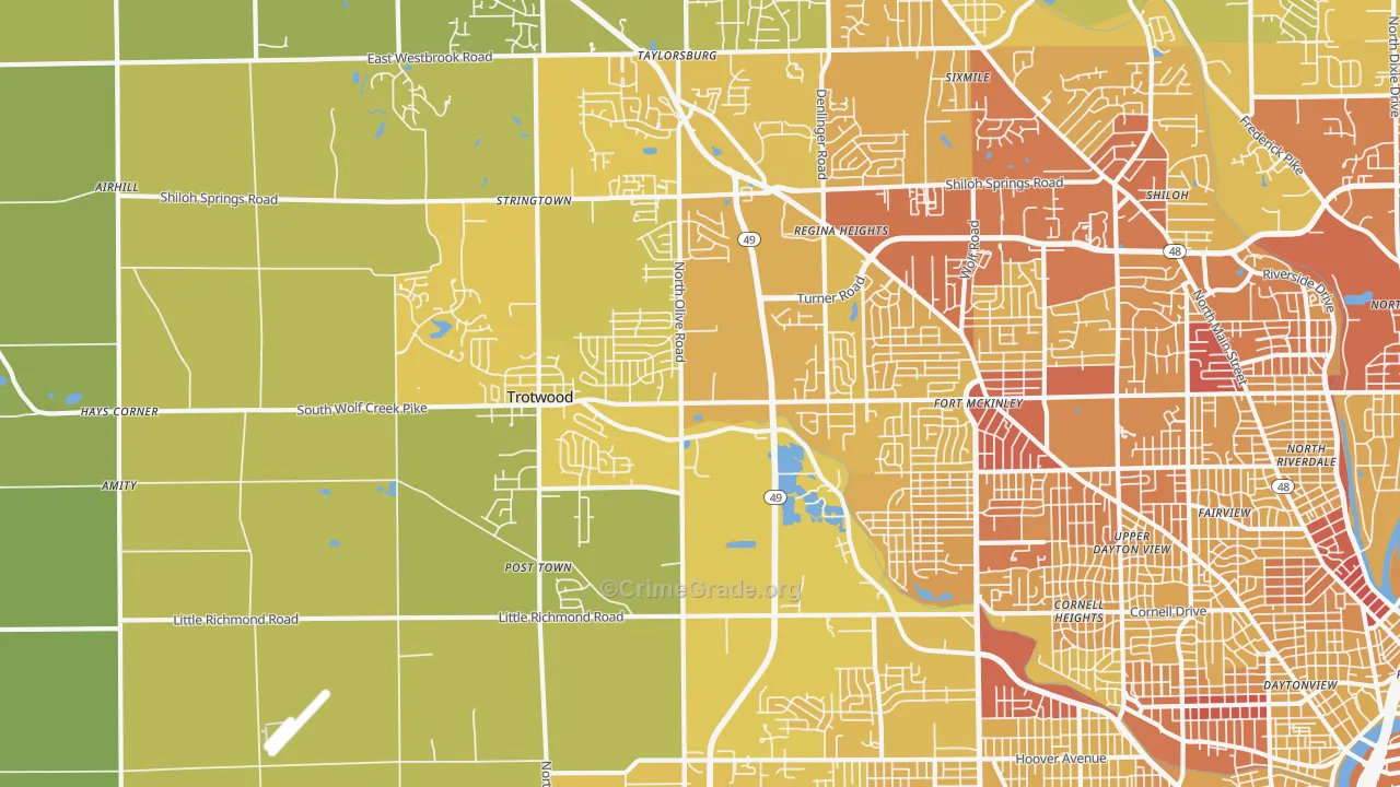 Trotwood, OH Map of Vehicle Theft Rates
