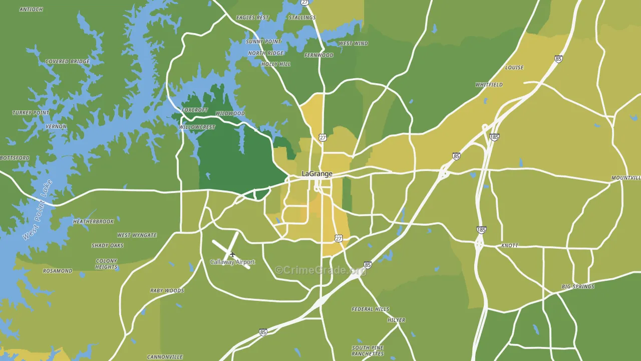 Troup County, GA Map of Vehicle Theft Rates