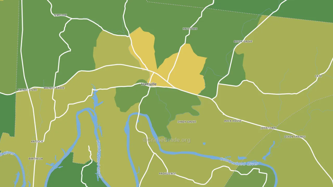 Trousdale County, TN Map of Vehicle Theft Rates