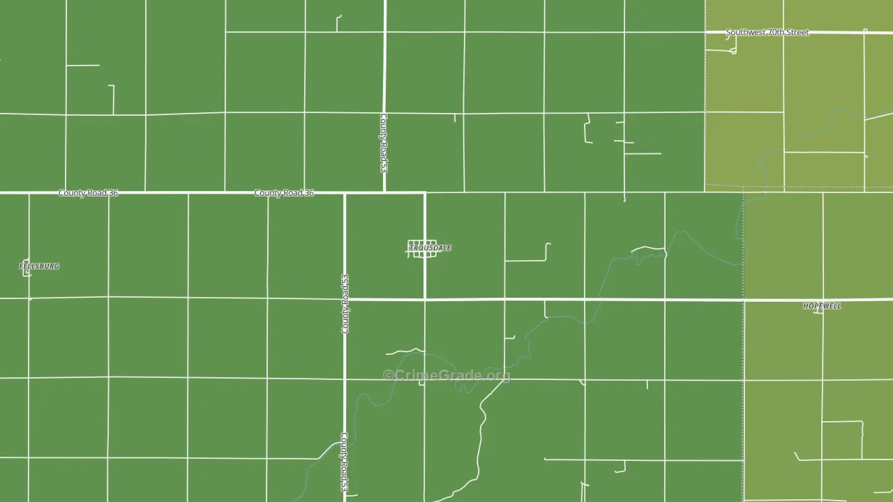 Trousdale, KS Map of Vehicle Theft Rates