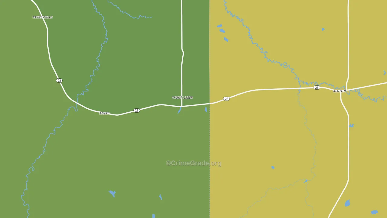 Trout Creek, MI Map of Vehicle Theft Rates