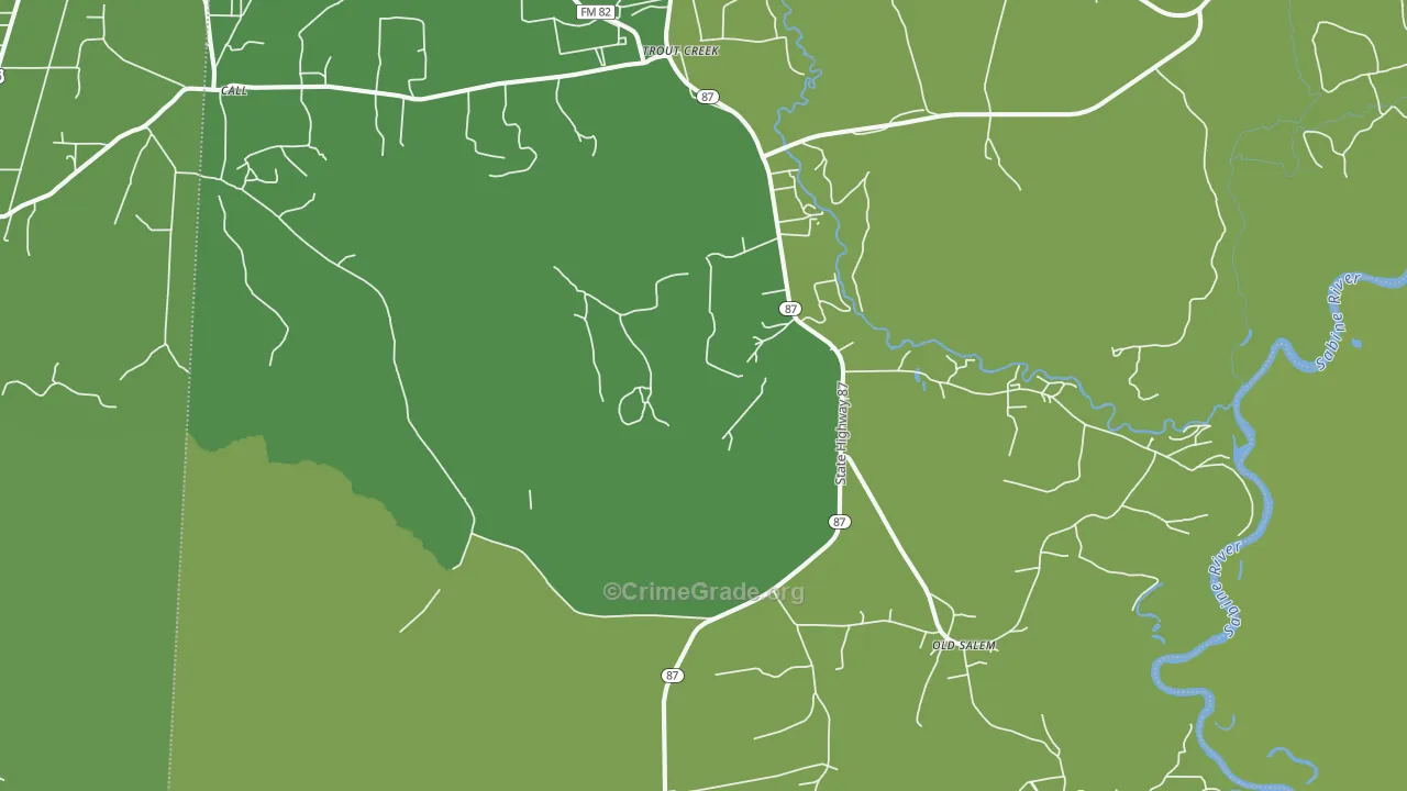 Trout Creek, TX Map of Vehicle Theft Rates