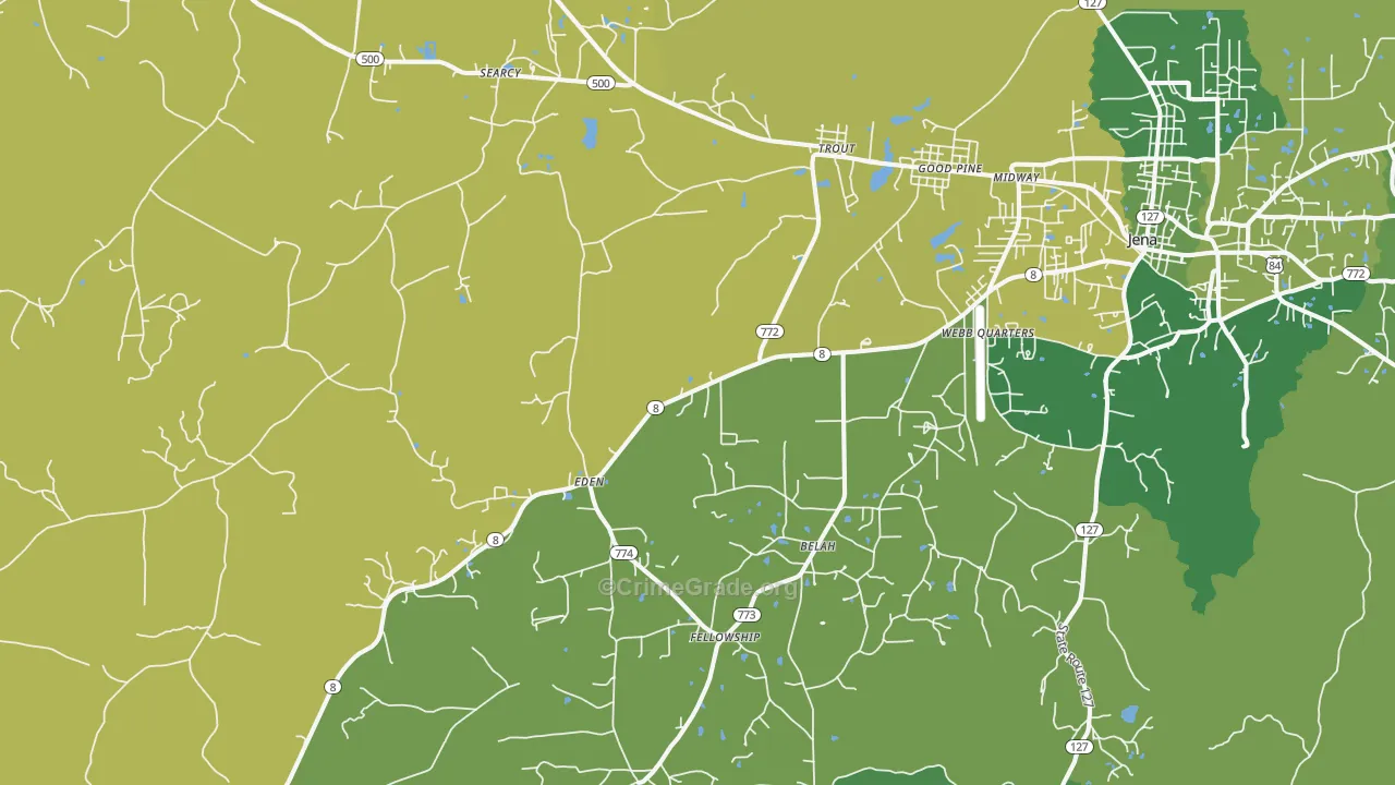 Trout, LA Map of Vehicle Theft Rates